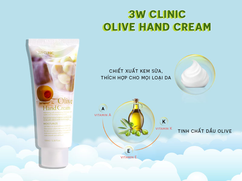 Thành phần kem dưỡng Olive 3W Clinic Hand Cream cực kỳ tốt và an toàn