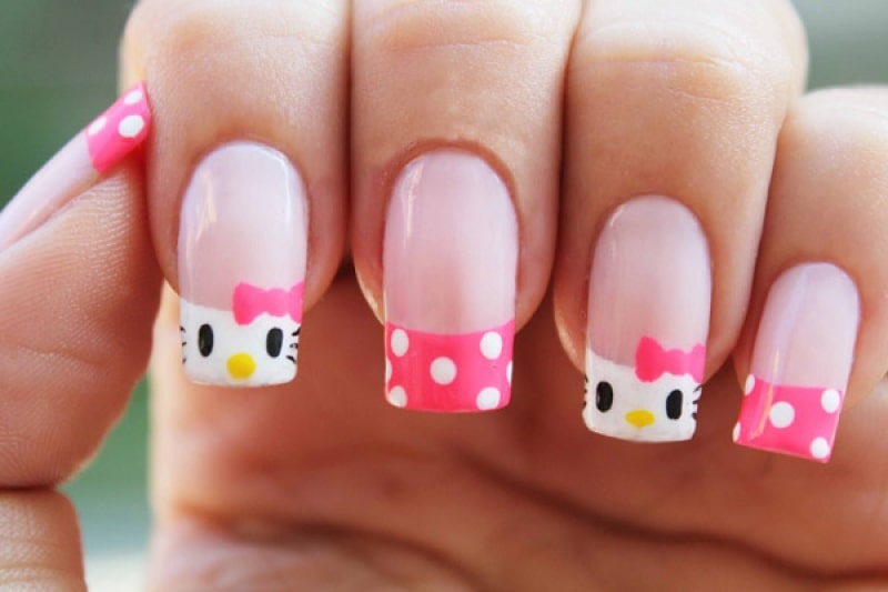 Mẫu nail hoạt hình Hello Kitty xinh xắn, đáng yêu