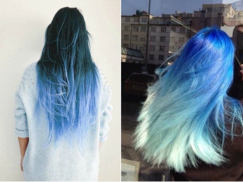 Tóc màu xanh biển ombre hợp với nàng có cá tính tự do phóng khoáng